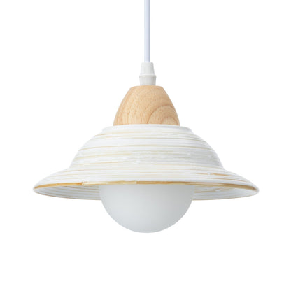 Floroux Chapeau Forme Pendentif Luminaire en Céramique Blanche