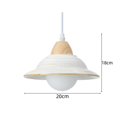 Floroux Chapeau Forme Pendentif Luminaire en Céramique Blanche