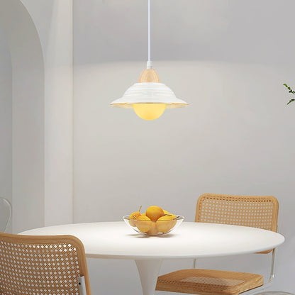 Floroux Chapeau Forme Pendentif Luminaire en Céramique Blanche