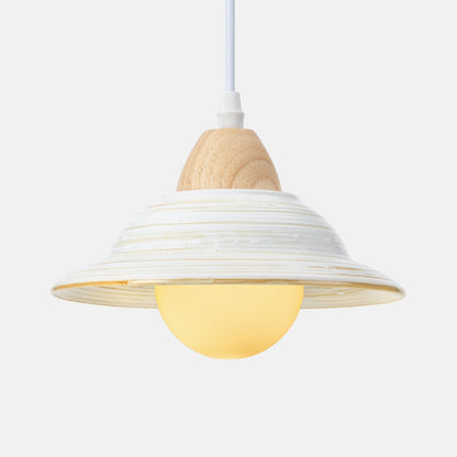 Floroux Chapeau Forme Pendentif Luminaire en Céramique Blanche