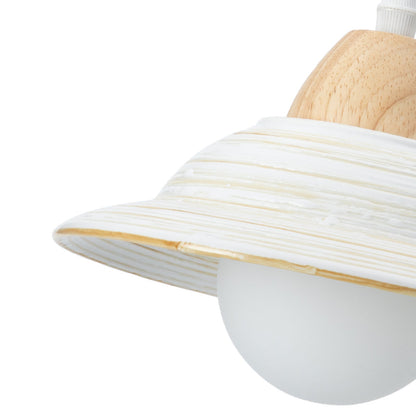 Floroux Chapeau Forme Pendentif Luminaire en Céramique Blanche