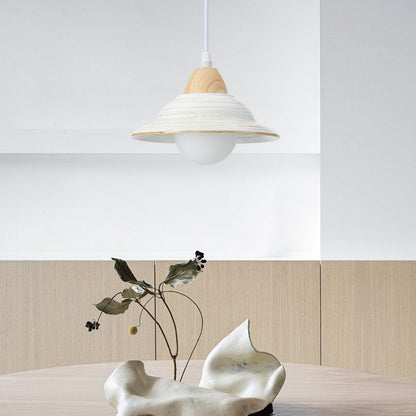 Floroux Chapeau Forme Pendentif Luminaire en Céramique Blanche