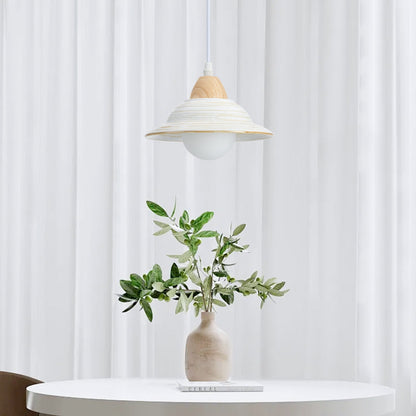 Floroux Chapeau Forme Pendentif Luminaire en Céramique Blanche