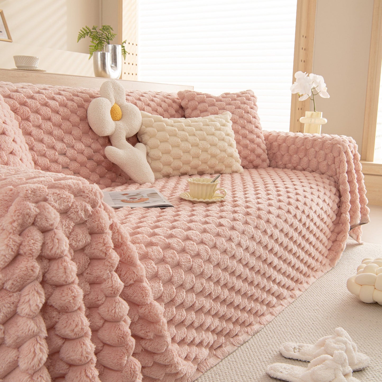 Couverture en jeté de canapé/chaiselongue en peluche Rabbit Chic