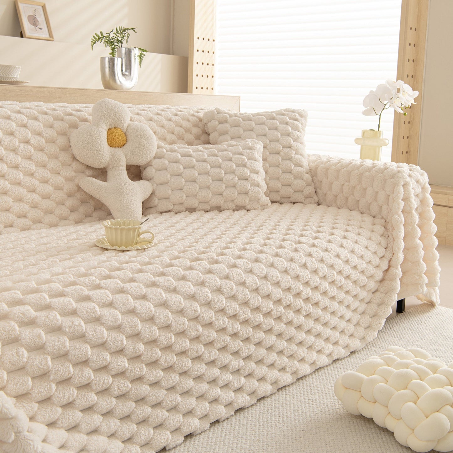 Couverture en peluche chic pour canapé/salon Rabbit