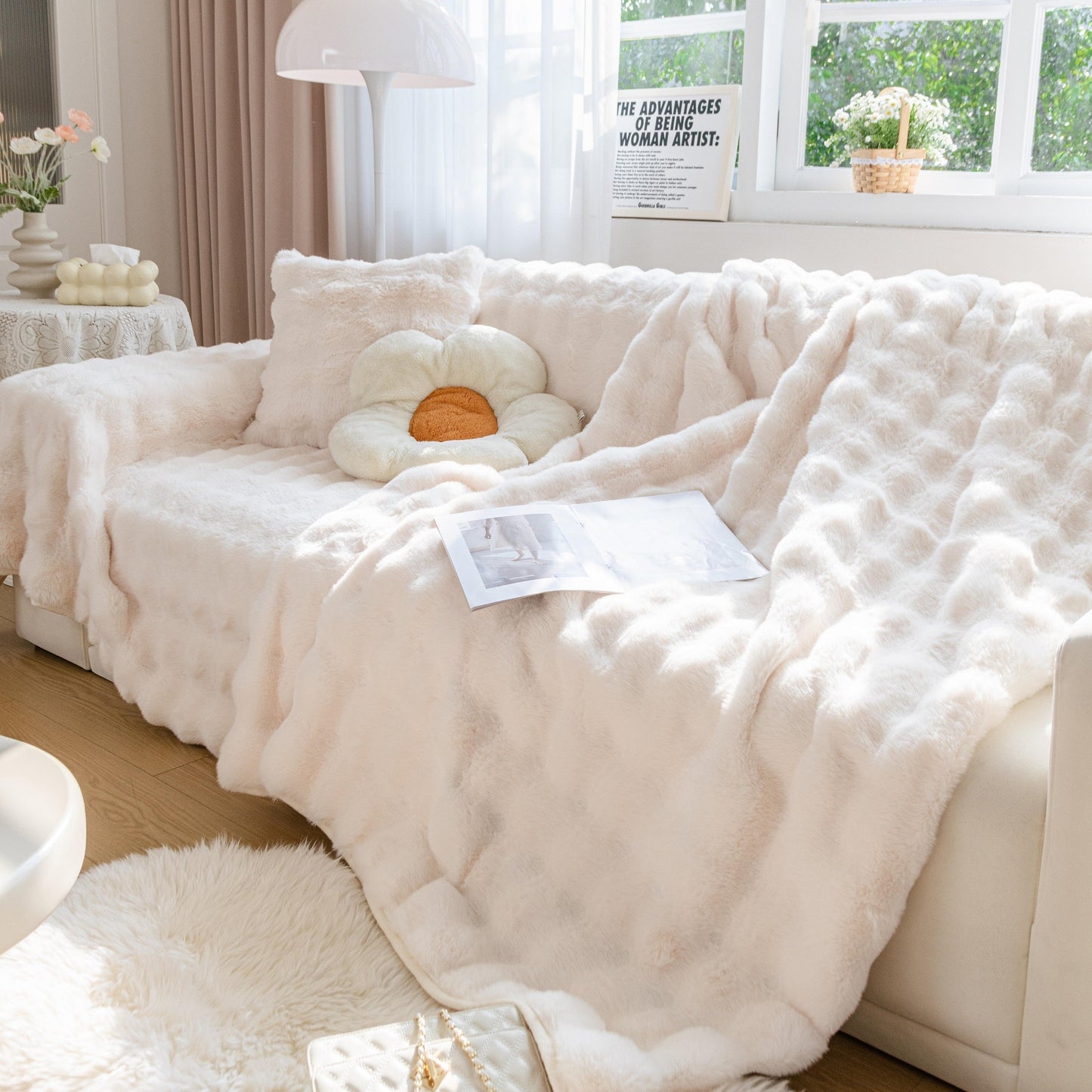 Couverture en peluche moelleuse pour canapé/sofa Rabbit