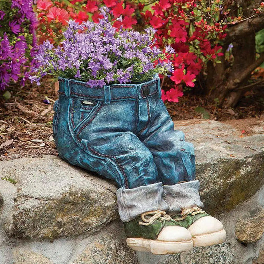 Garden plant pot in retro design Floroux | Vintage denim look | Outdoor and indoor decor
