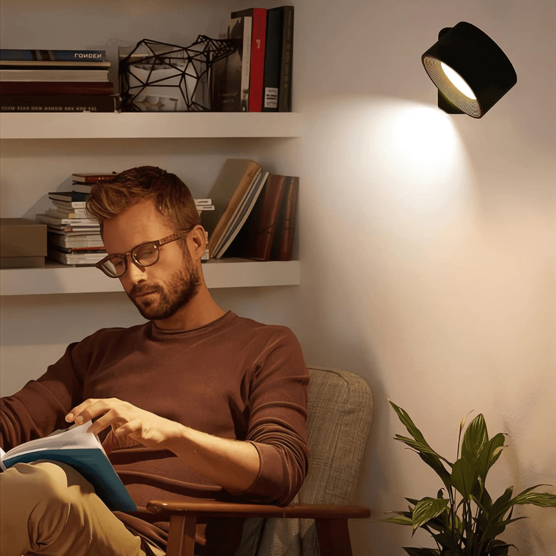 Floroux - Lampe murale sans fil innovante avec orientation flexible à 360° et contrôle tactile
