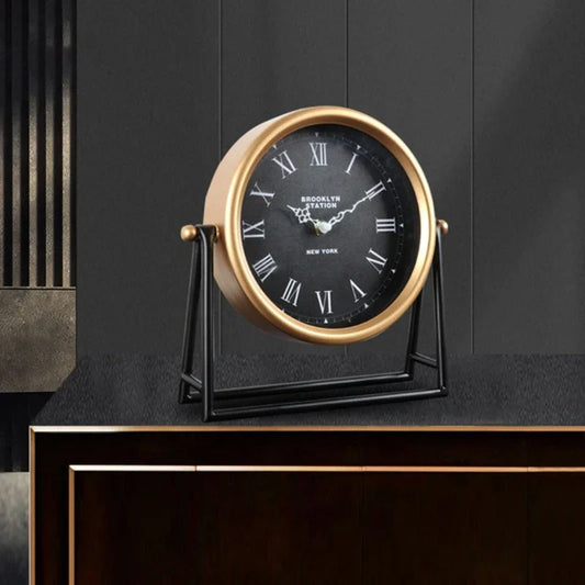 Horloge de bureau – Horloge de table – Design rétro – Décoration – Métal – 26,5 x 26,5 x 7 cm