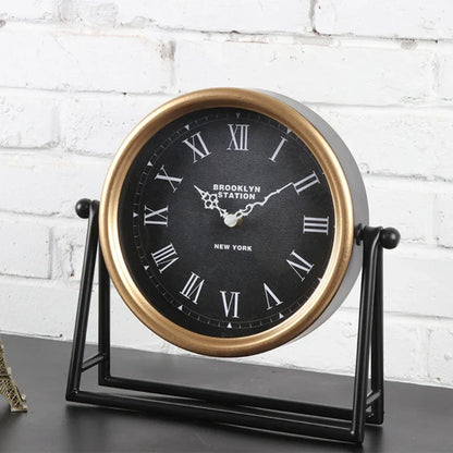 Horloge de bureau – horloge de table – design rétro – décoration – métal – 26,5 x 26,5 x 7 cm