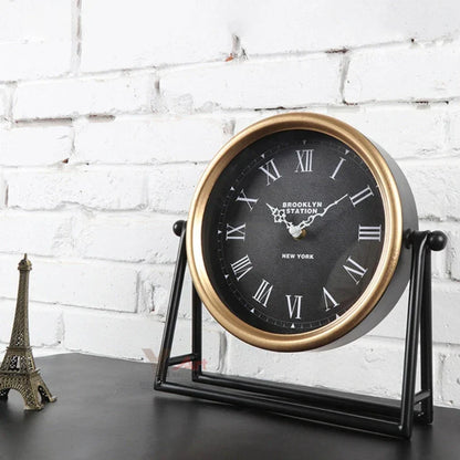 Horloge de bureau – horloge de table – design rétro – décoration – métal – 26,5 x 26,5 x 7 cm