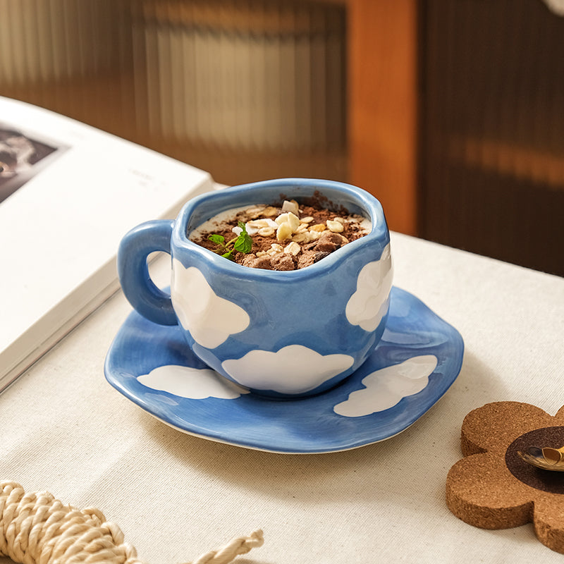 Ensemble de tasse et soucoupe peint à la main Floroux