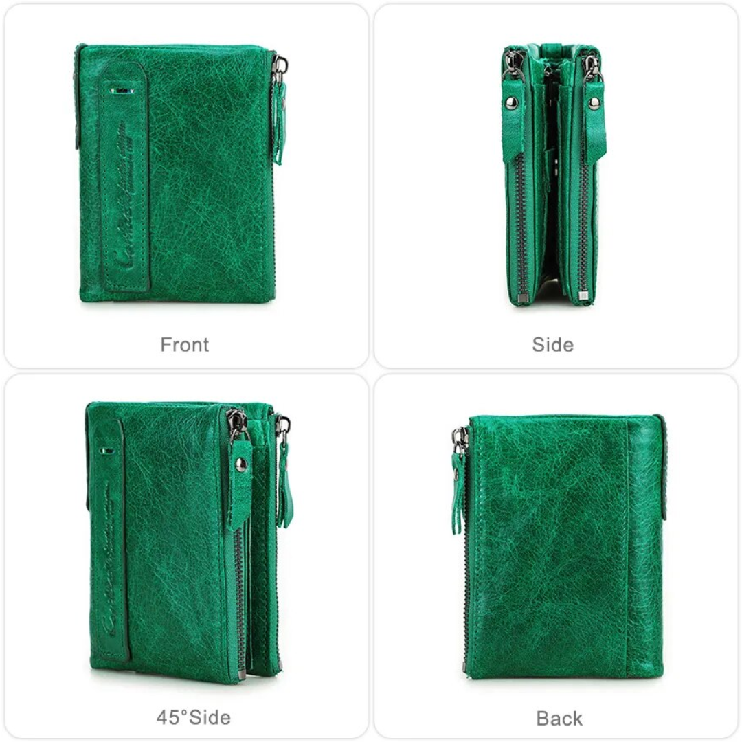 CompactWallet - portefeuille élégante à double fermeture éclair