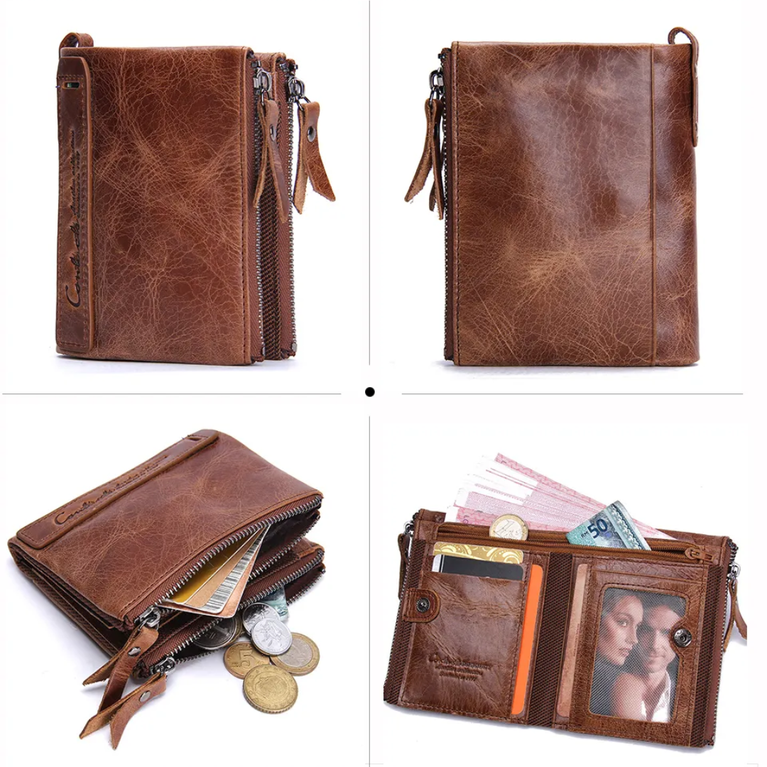 CompactWallet - portefeuille élégante à double fermeture éclair