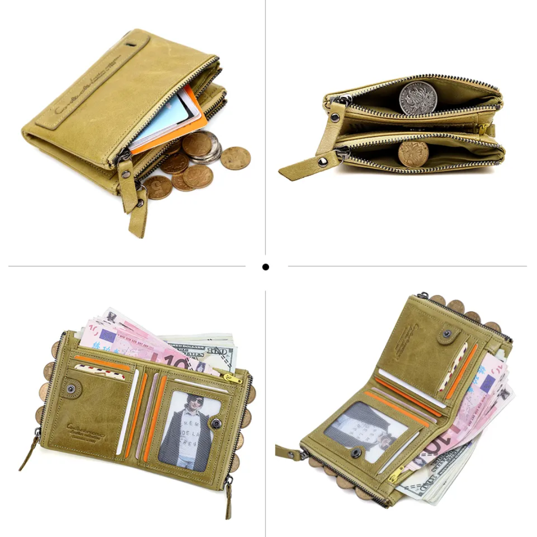 CompactWallet - portefeuille élégante à double fermeture éclair