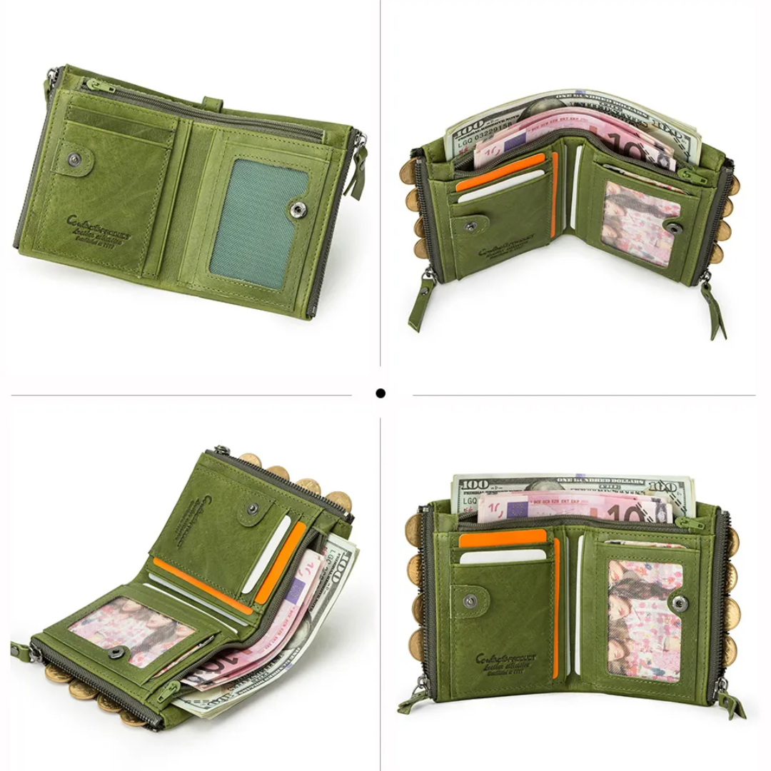 CompactWallet - portefeuille élégante à double fermeture éclair