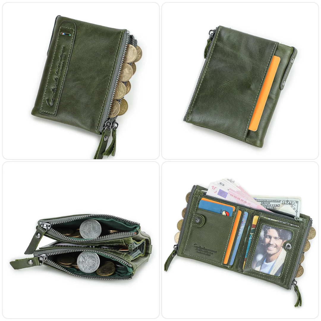 CompactWallet - portefeuille élégante à double fermeture éclair