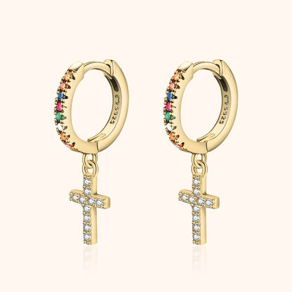 Aurora Boucles d'oreilles en croix en zircon coloré