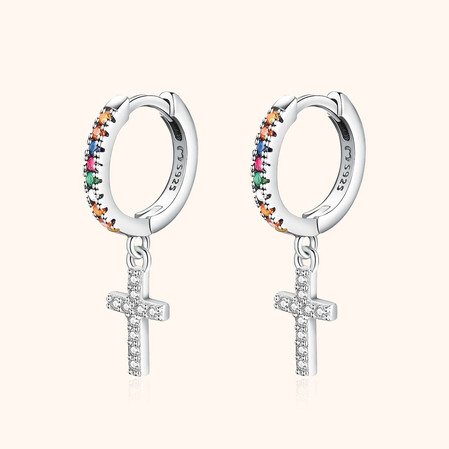 Aurora Boucles d'oreilles en croix en zircon coloré