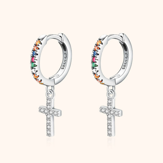 Aurora Boucles d'oreilles en croix en zircon coloré