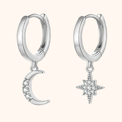 Boucles d'oreilles en forme de lune et d'étoiles envoûtantes - Cosmica