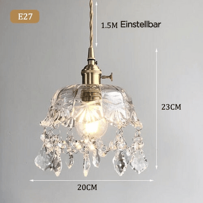 Floroux - Luminaire suspendu transparent en verre cristal