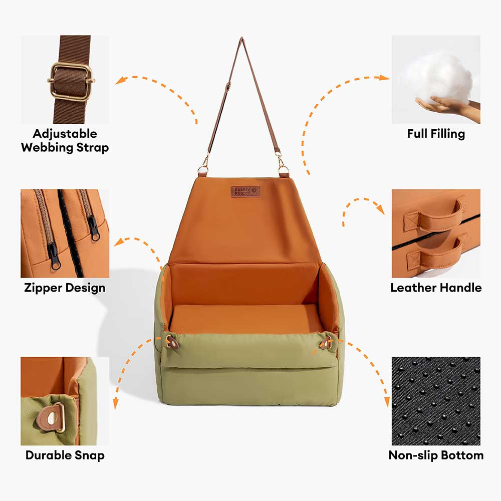 Élévé Faux Cuir Deluxe Siège Auto Chien Booster Lit - Urban Voyager