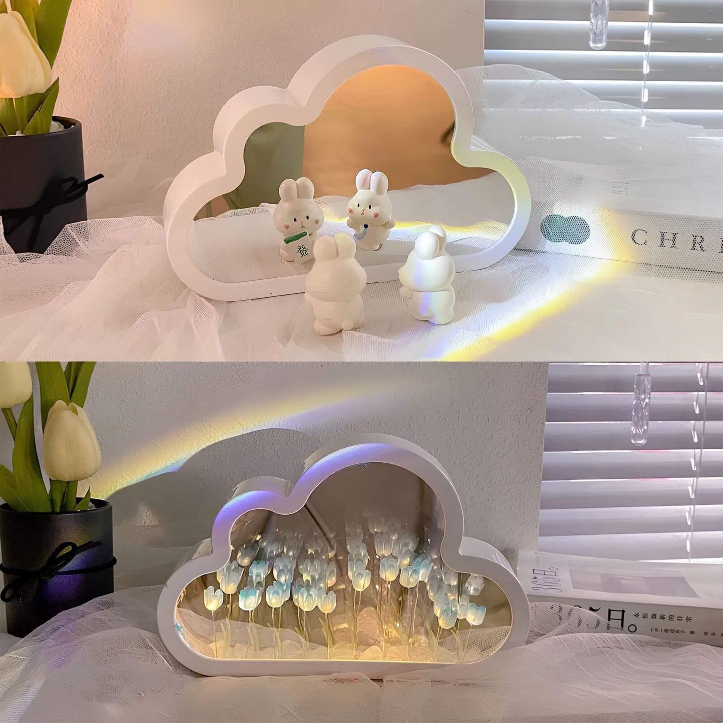 Floroux Cloud Mirror Tulips - Miroir LED avec effet d'infini
