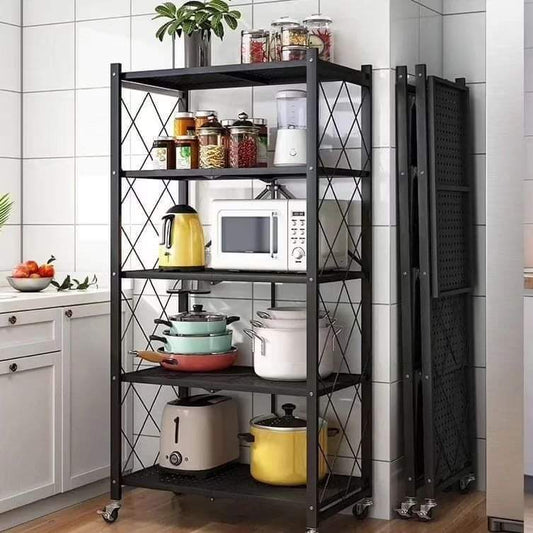 Étagère de cuisine métallique pliante à 5 niveaux