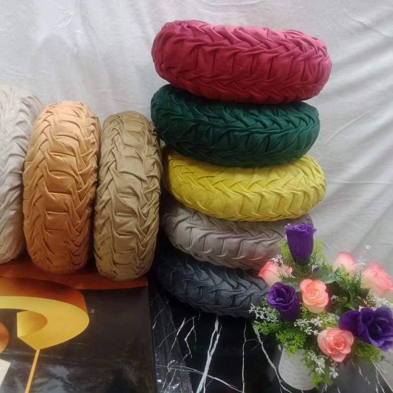 Coussin décoratif rond en velours