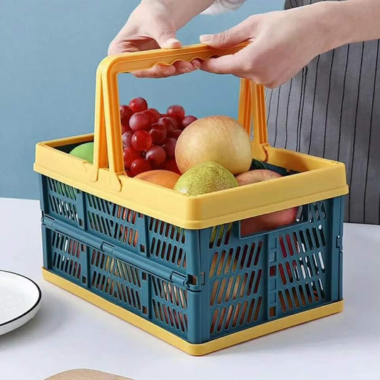 Caisse de rangement pliable avec poignées rabattables