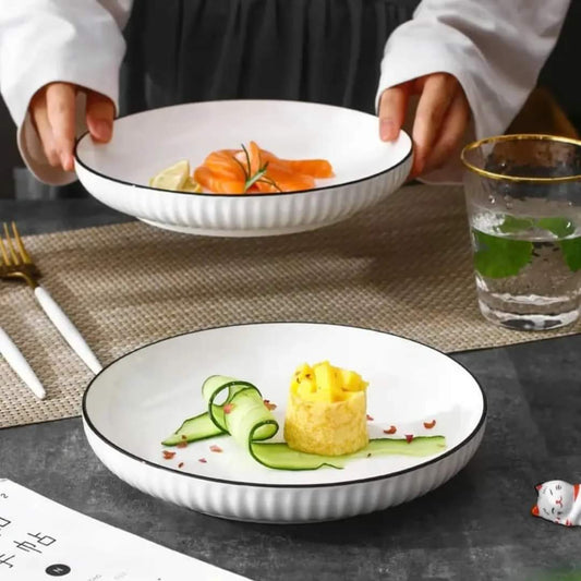 6pcs 10 pouces assiettes en céramique blanches