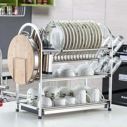 égouttoir à vaisselle de cuisine en aluminium à 3 niveaux