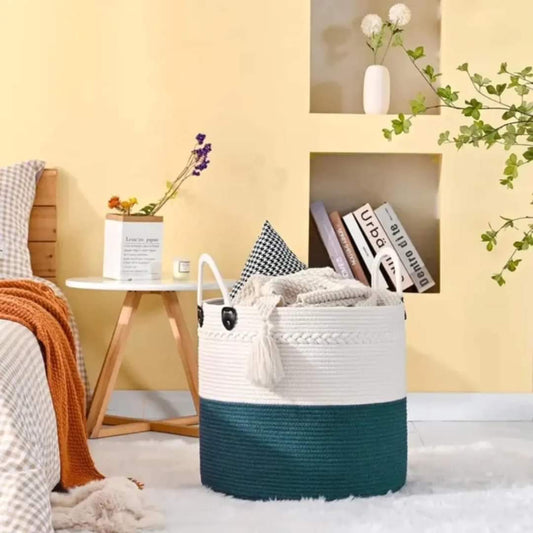 Panier à linge en corde de coton
