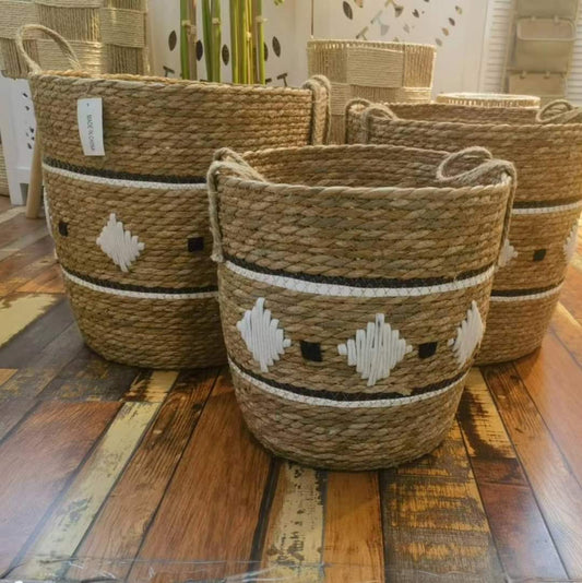 Ensemble de 3 paniers de rangement empilables faits à la main