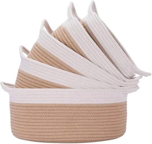 set de 5 paniers en corde de coton