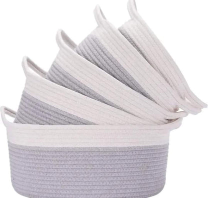 set de 5 paniers en corde de coton