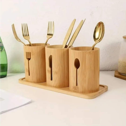 4 en 1 support de couverts en bambou BlackNov
