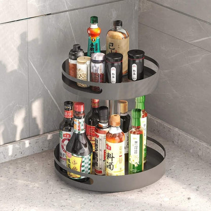 Étagère de rangement à épices cosmétiques métallique rotative