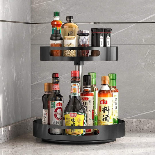 Étagère de rangement à épices cosmétiques métallique rotative
