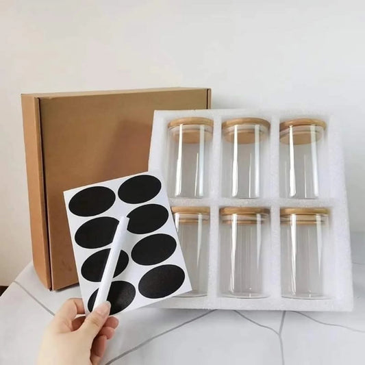 Bamboio bocaux en verre et étiquettes