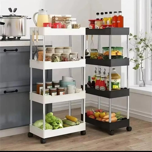 Étagère de stockage de légumes à 4 niveaux avec roues