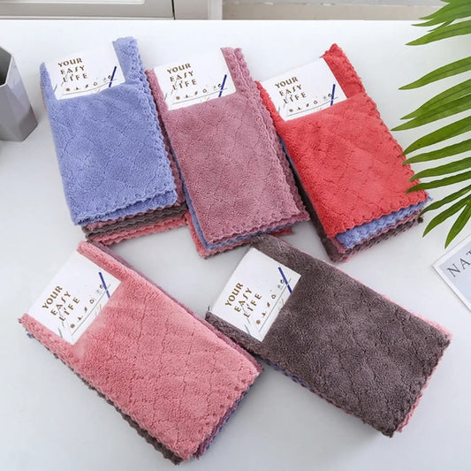 5Pcs 30*30cm Serviettes en main en polaire corail