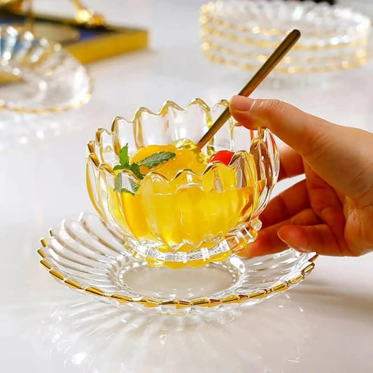 Bol à salade en verre / dessert ensemble
