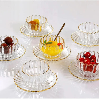 Bol à salade en verre / dessert ensemble