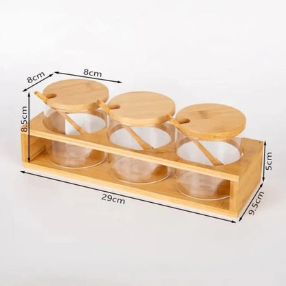 Ensemble de 3 bocaux avec couvercle en bambou