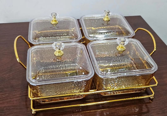 ensemble de 4 bols à sucre en verre doré