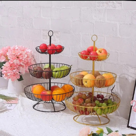 Support à fruits et légumes métallique à 3 niveaux