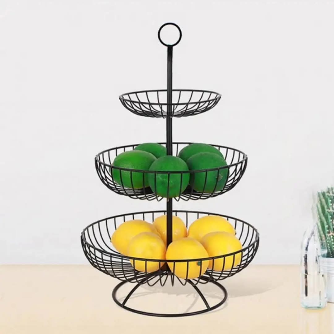 Support à fruits et légumes métallique à 3 niveaux