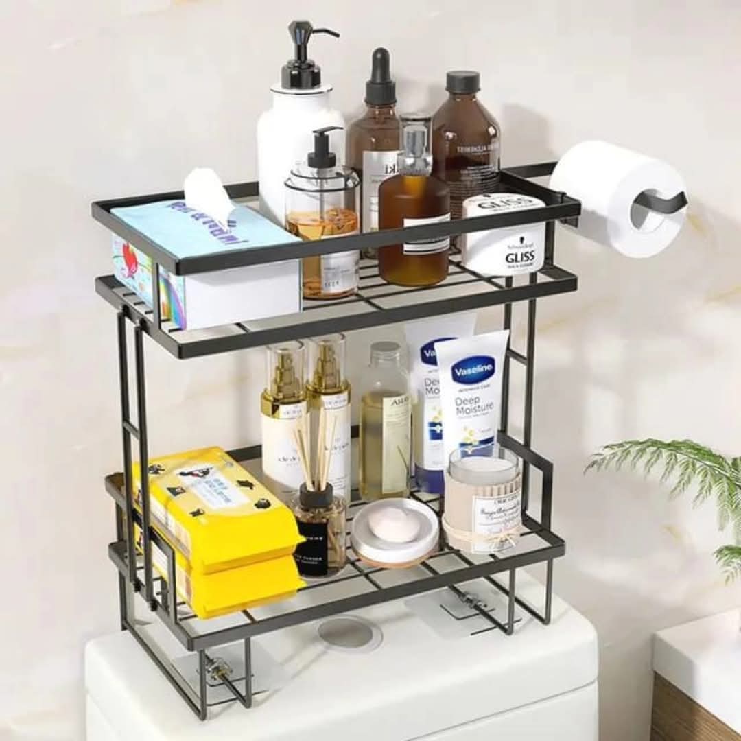 Organisateur de rangement de salle de bain à 2 niveaux